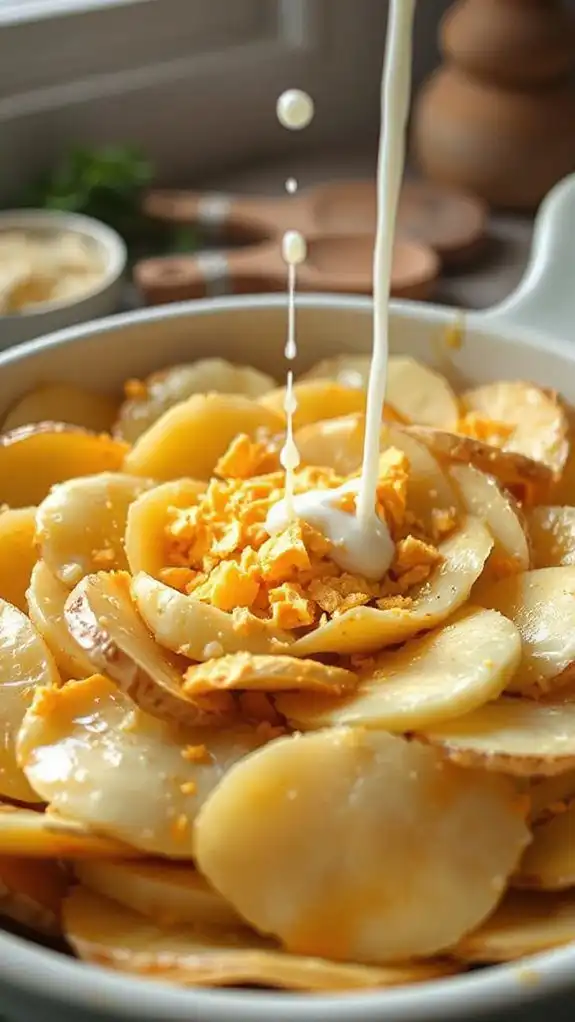 layer cheese with potatoes