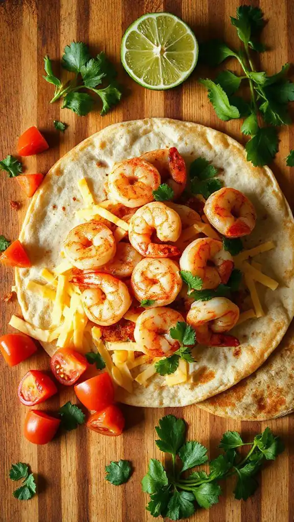 layer cheese with shrimp