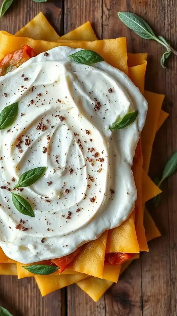 layer with ricotta cheese