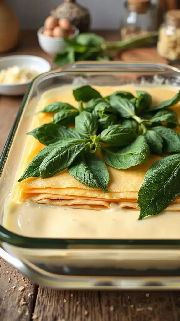 layer with sage leaves