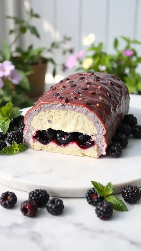 layered blackberry vanilla dessert