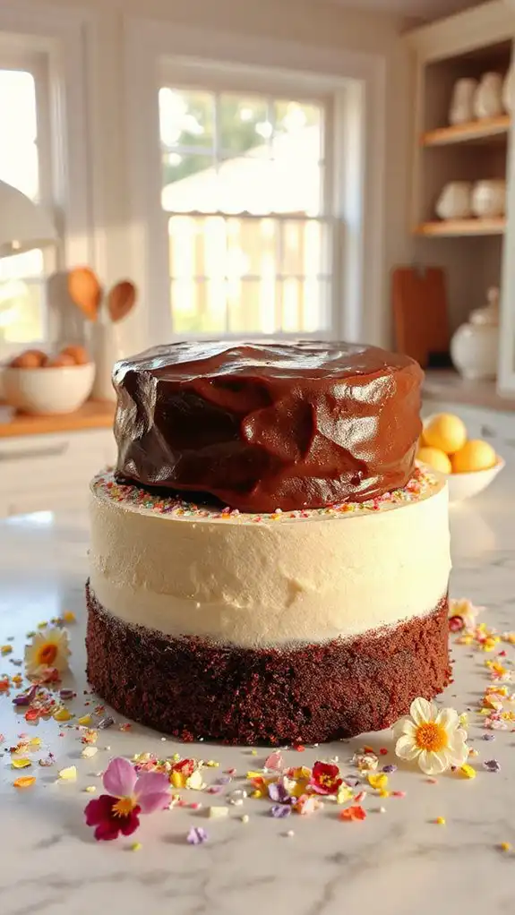 layered chocolate and vanilla