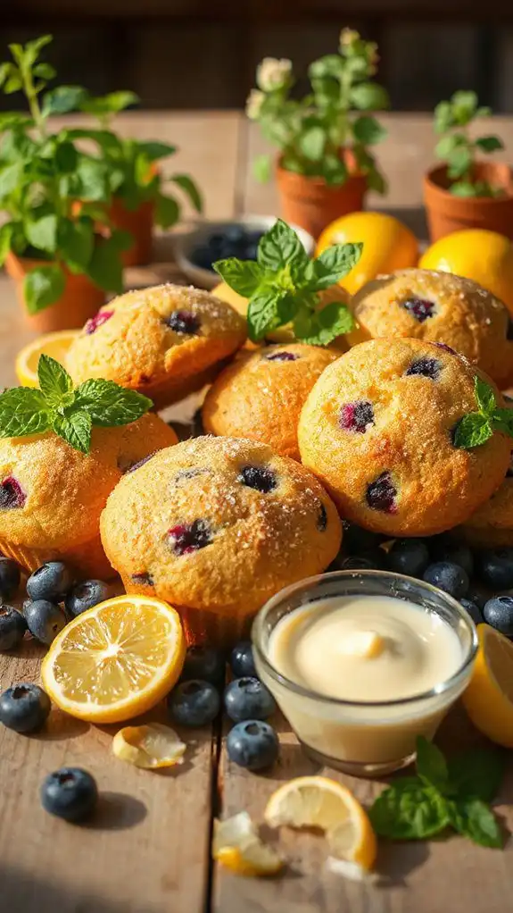 lemon balm blueberry muffins