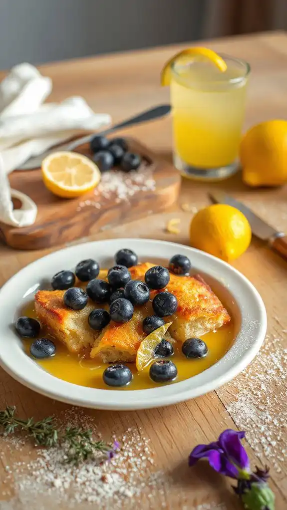 lemon blueberry bread pudding