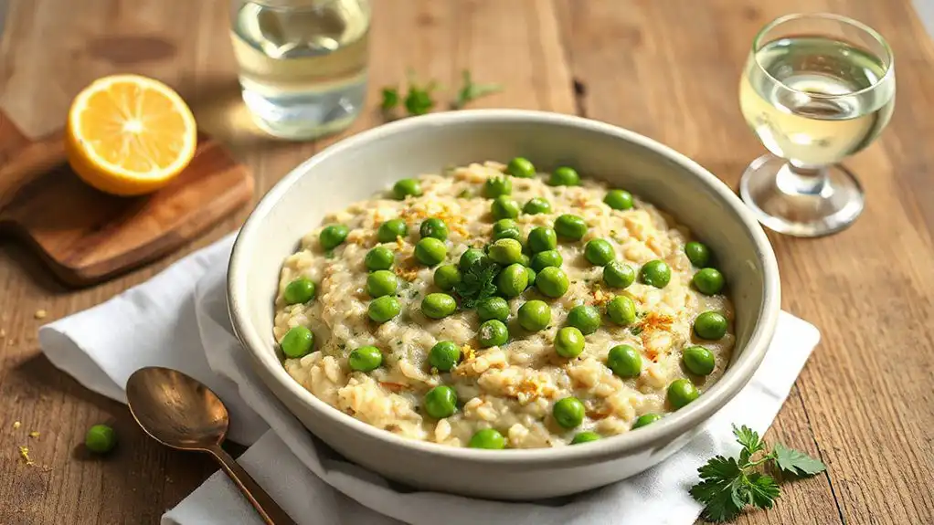 lemon infused pea risotto
