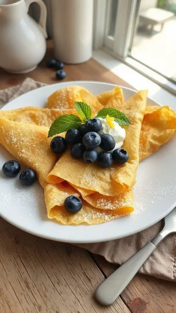 lemon ricotta blueberry crepes