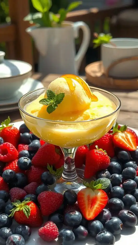 lemon sorbet with berries