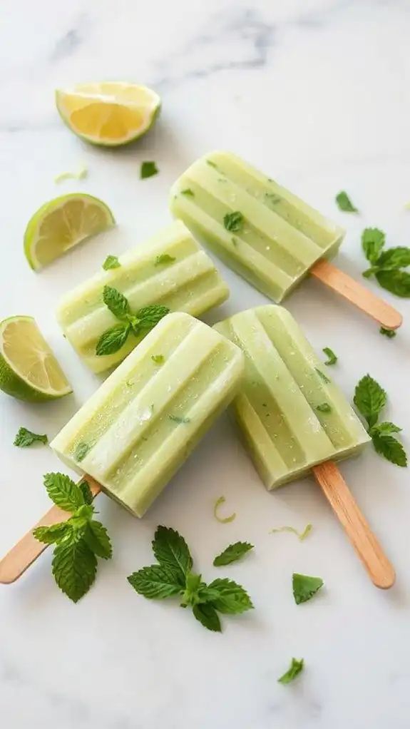 lime mint sorbet popsicles
