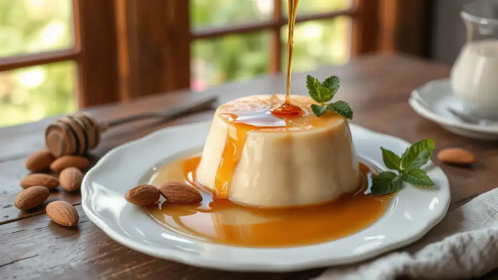 luxurious almond flan dessert