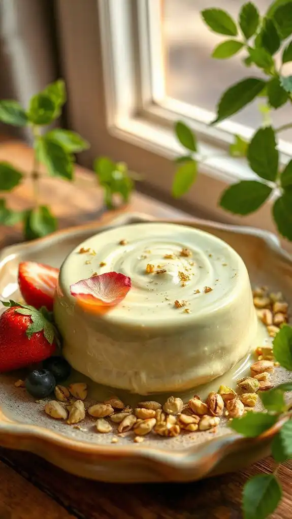 luxurious pistachio rose custard