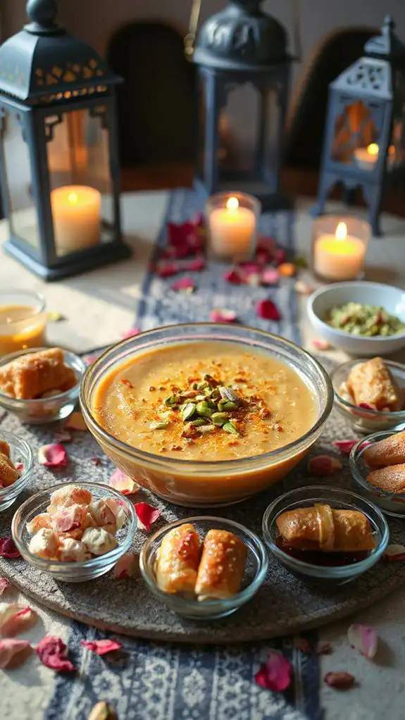 luxurious saffron rosewater pudding