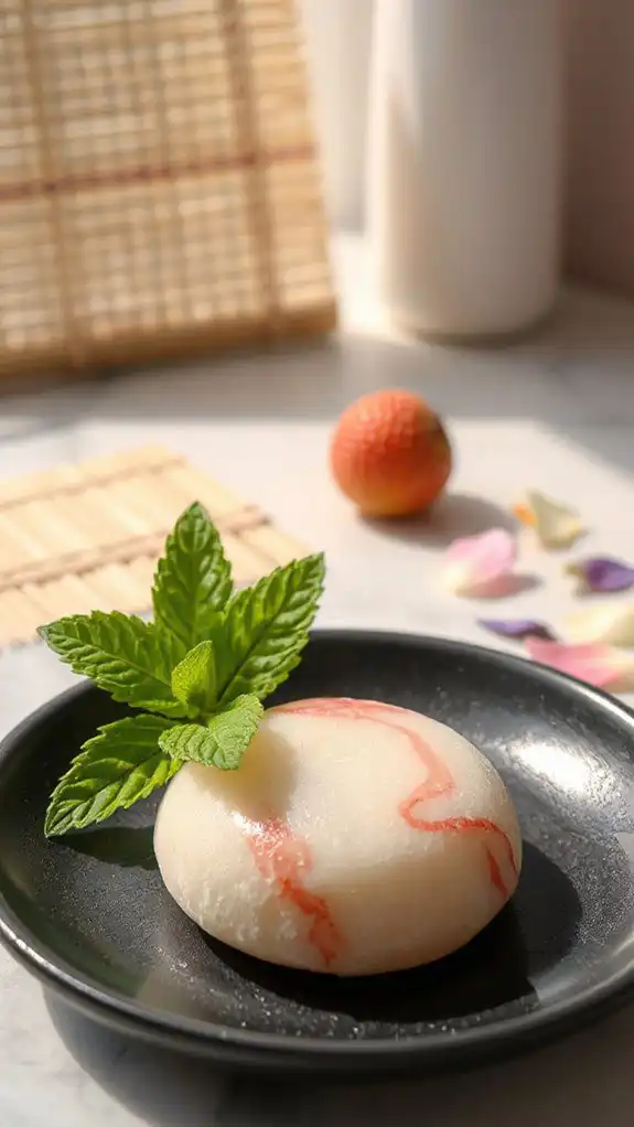 lychee filled chewy mochi dessert
