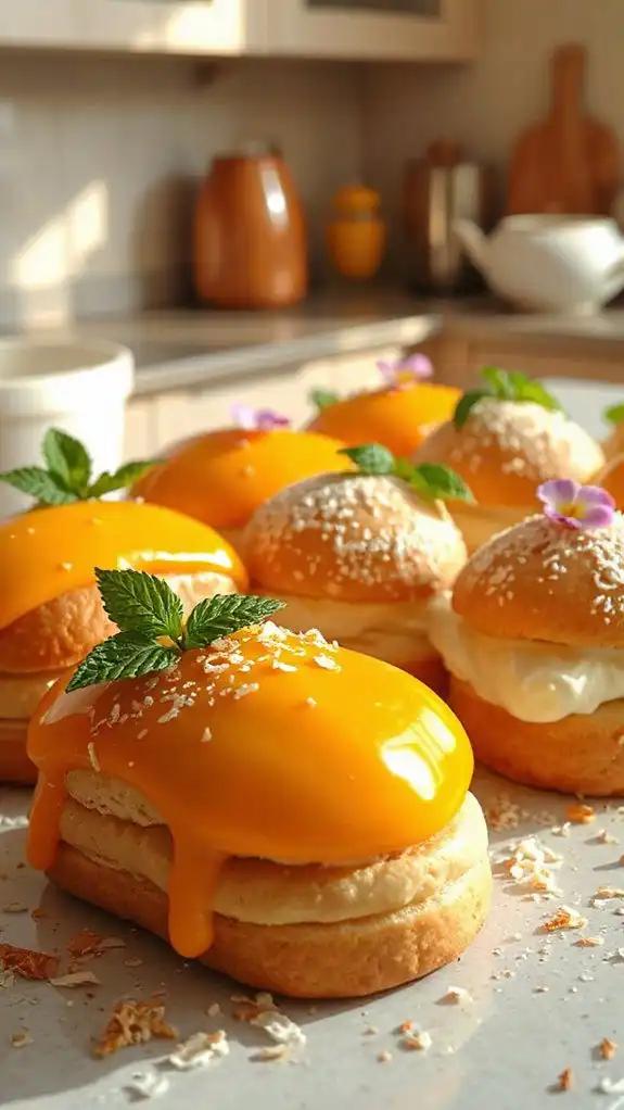 mango mousse choux pastry
