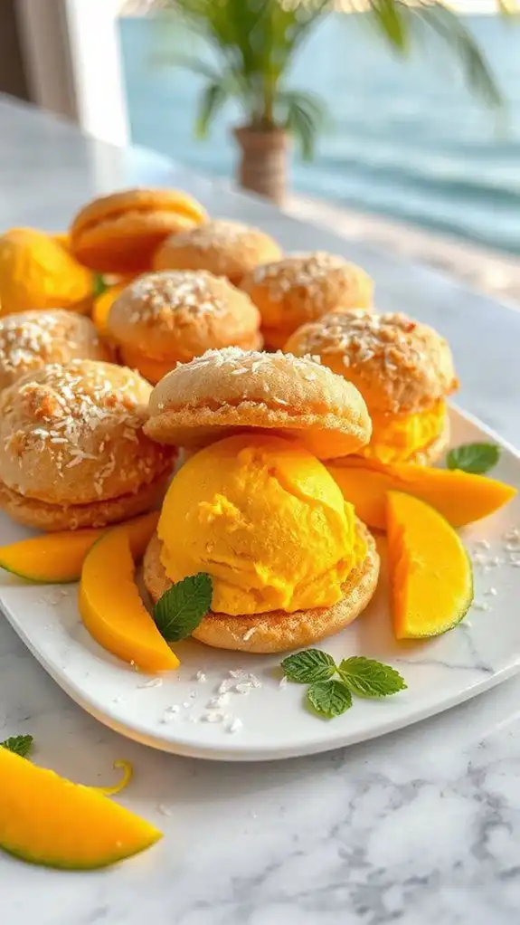 mango sorbet coconut macaroons
