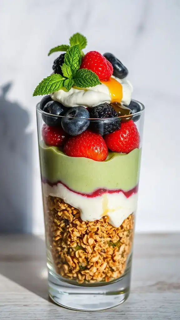 matcha berry granola parfait