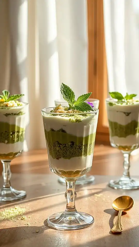 matcha coconut cheesecake parfaits