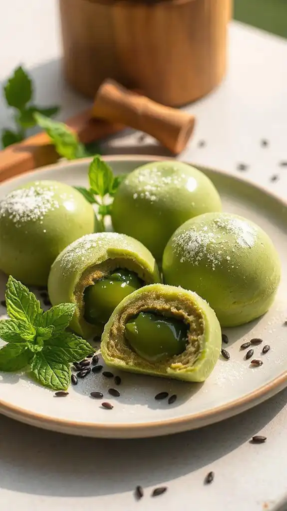 matcha dessert with mochi matcha dessert with mochi