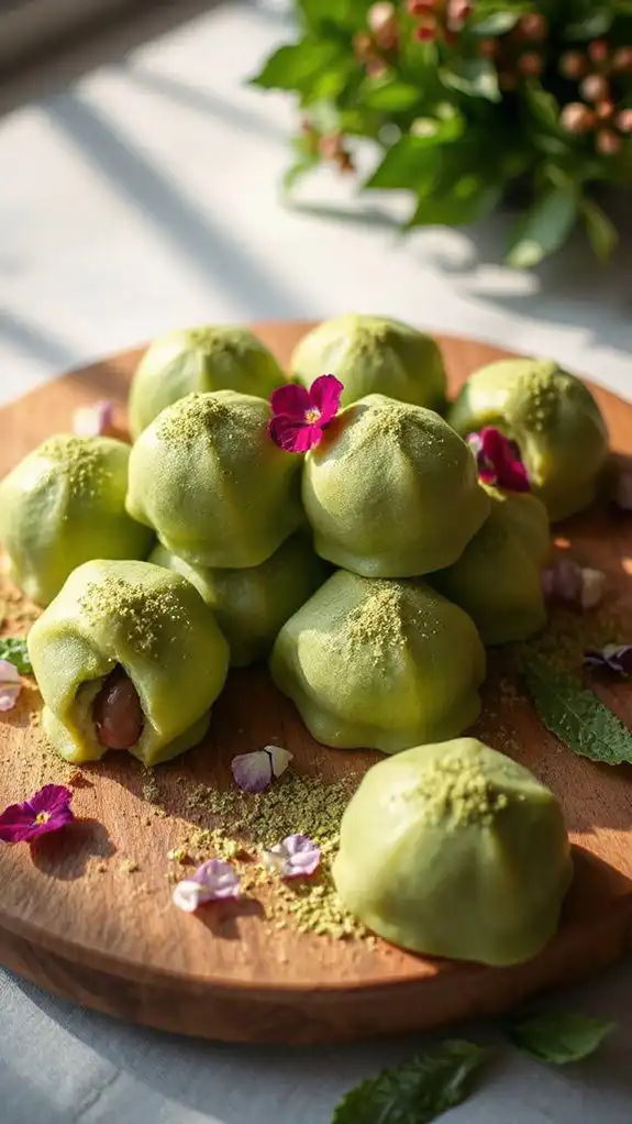 matcha filled sweet mochi matcha filled sweet mochi