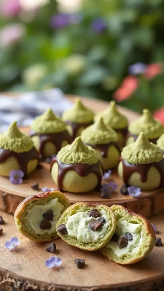 matcha infused choux pastry bites
