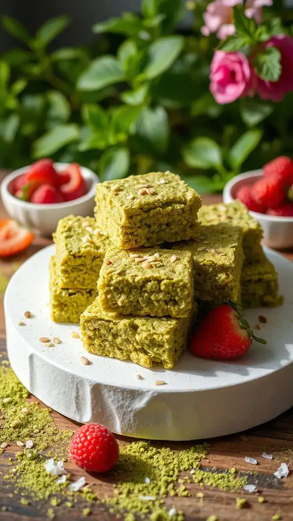 matcha infused rice krispie treats