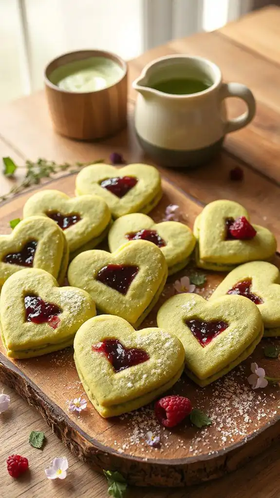 matcha infused sandwich cookies