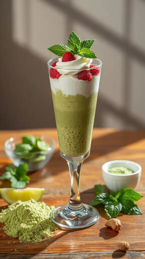 matcha infused tapioca dessert