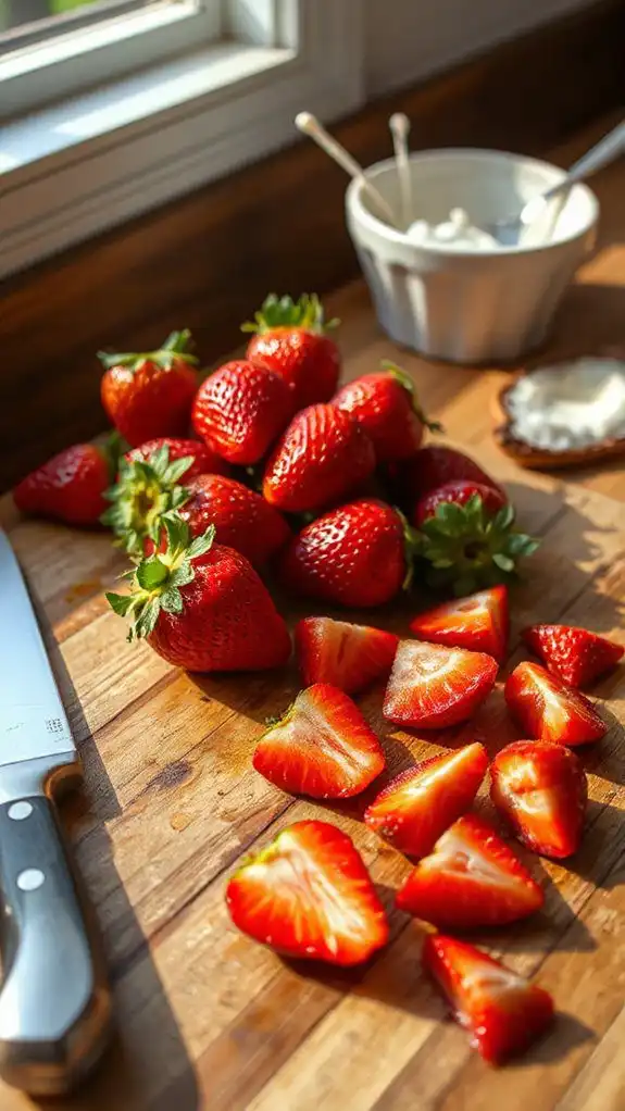 meticulous fresh strawberry preparation