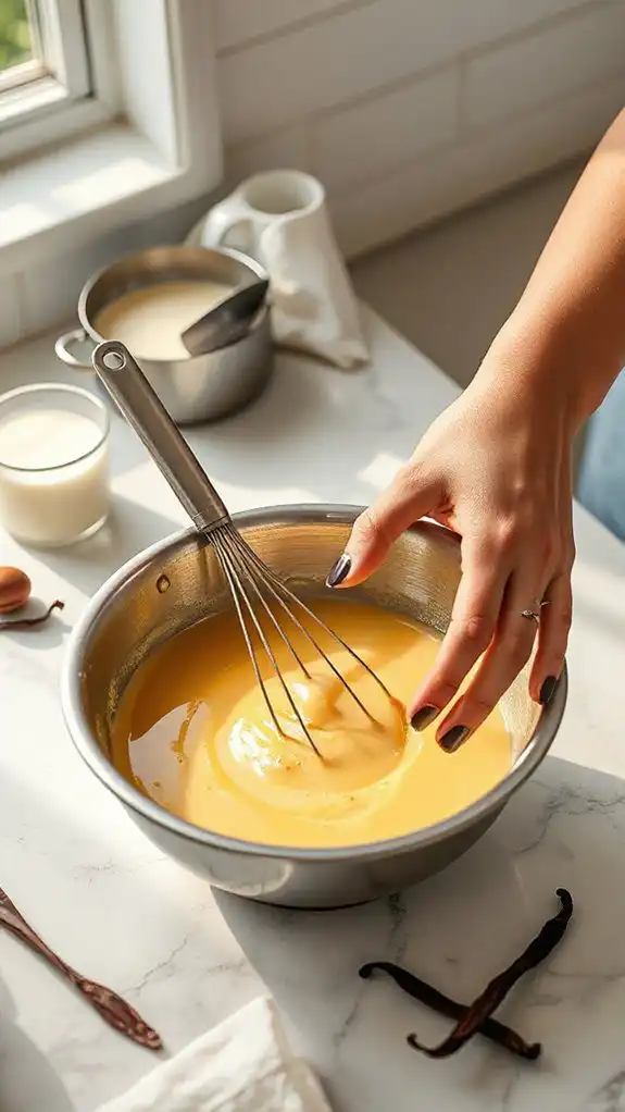 meticulous silky custard preparation