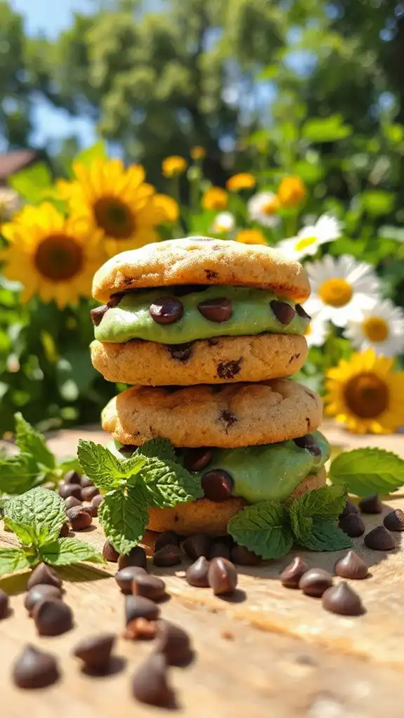 mint chocolate chip sandwiches