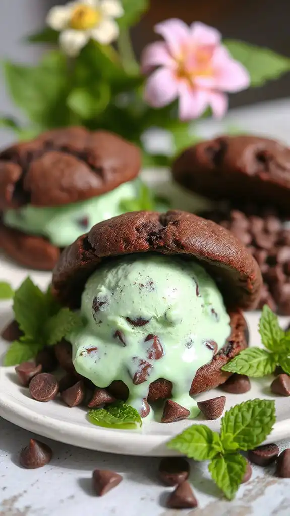 mint chocolate sorbet sandwiches