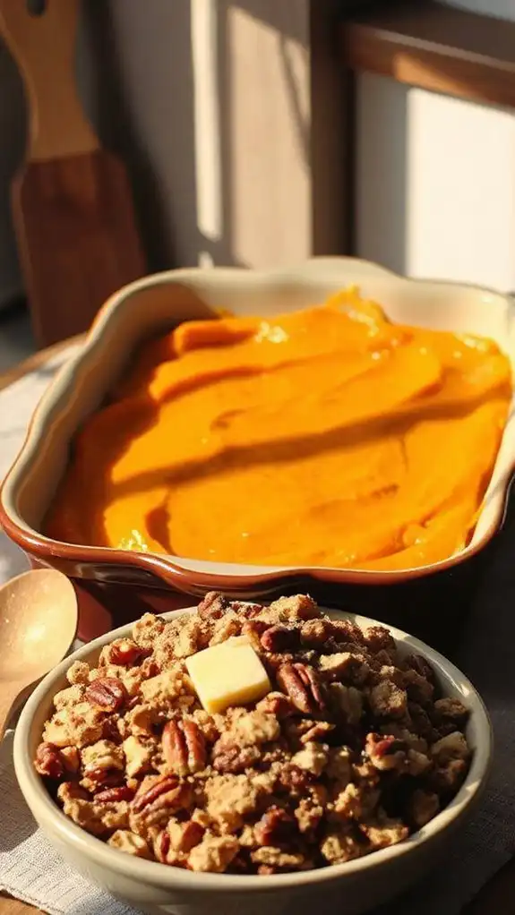 mix in pecan topping