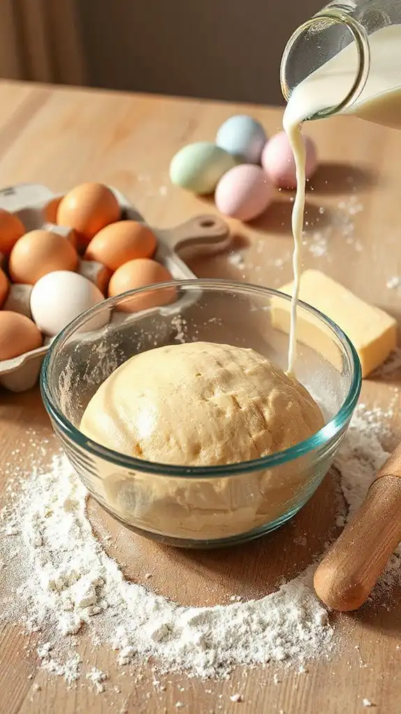 mix ingredients for dough