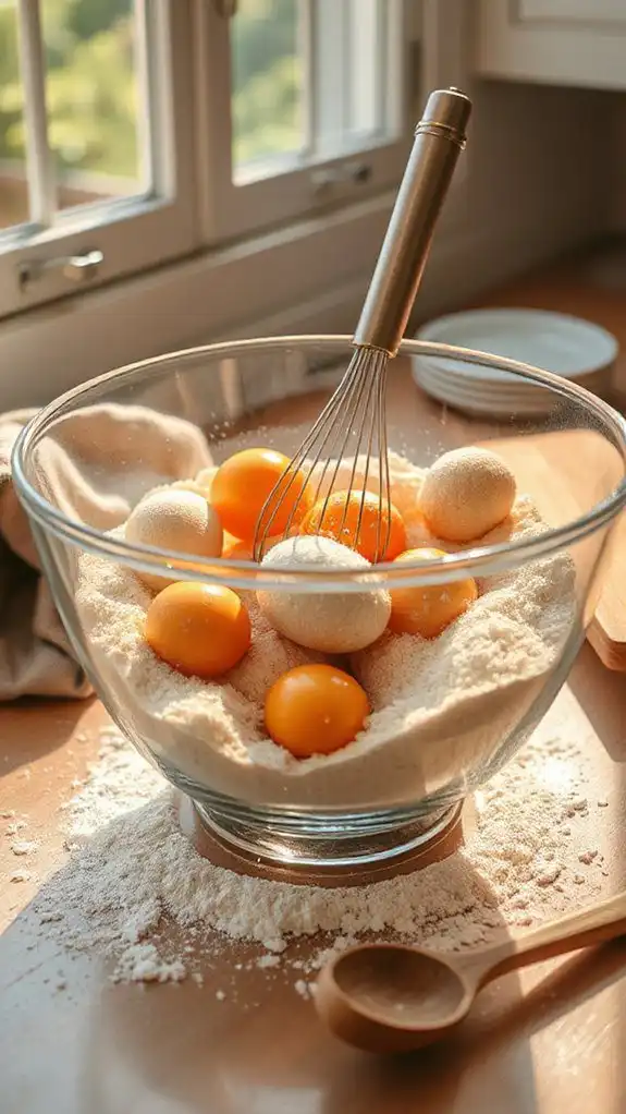 mix sugar and eggs