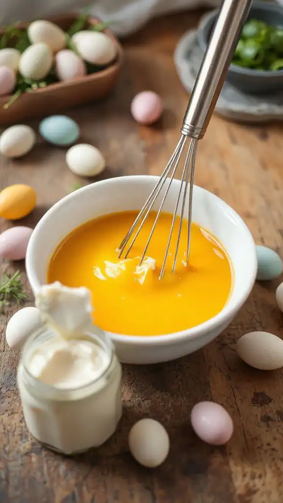 mix yolks and mayonnaise