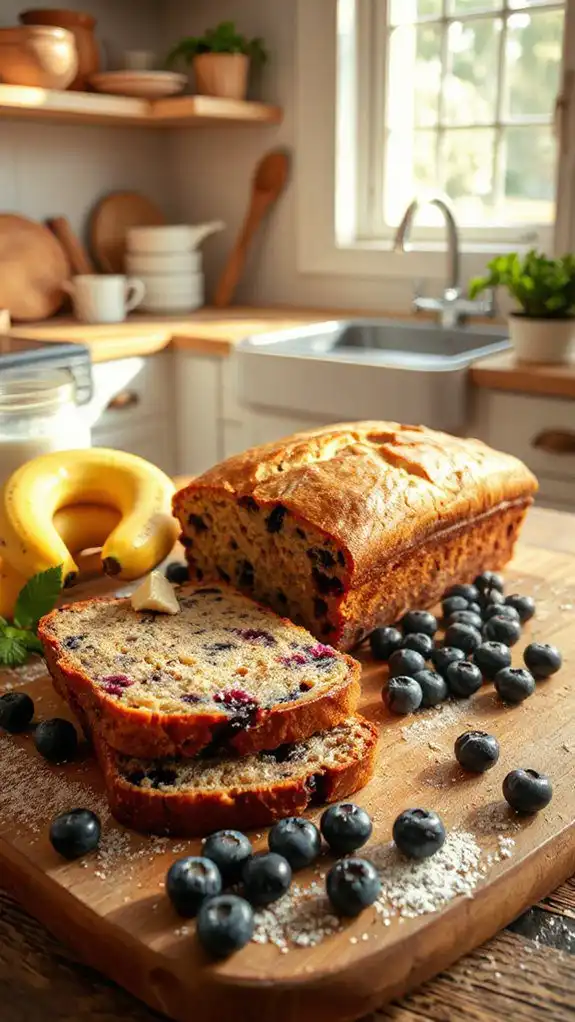 moist blueberry banana bread
