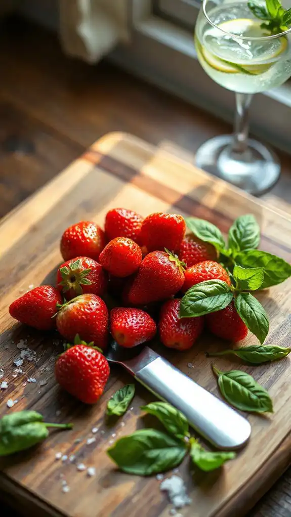 muddle strawberries with basil