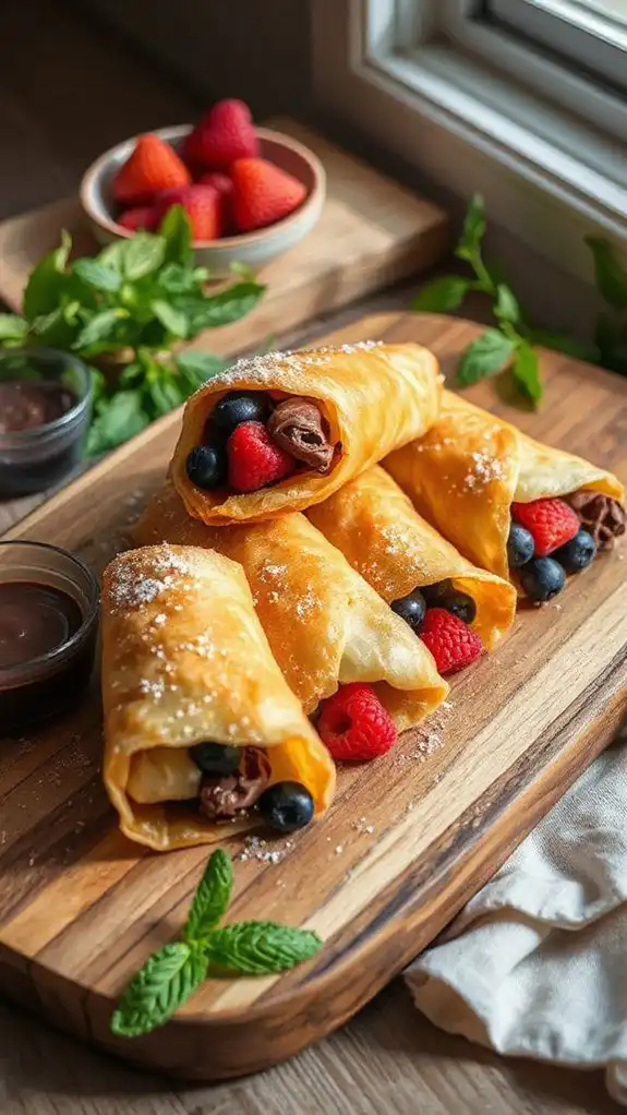 nutella berry egg rolls