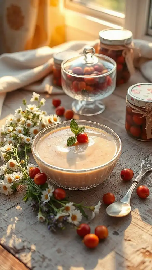 nutritious creamy rosehip dessert