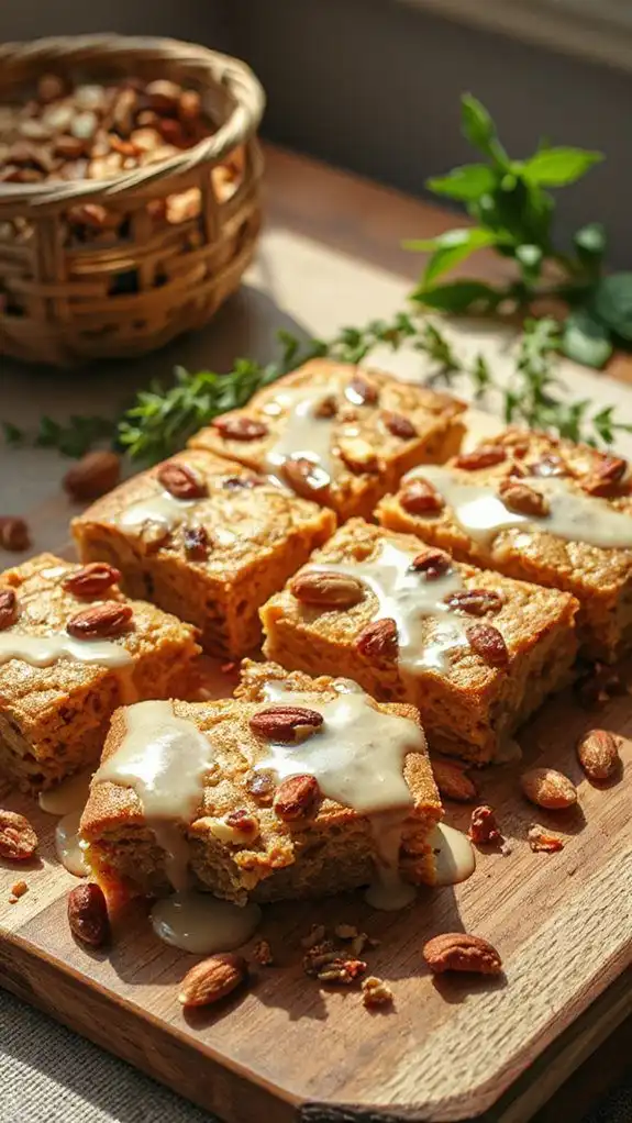 nutty blondies with glaze