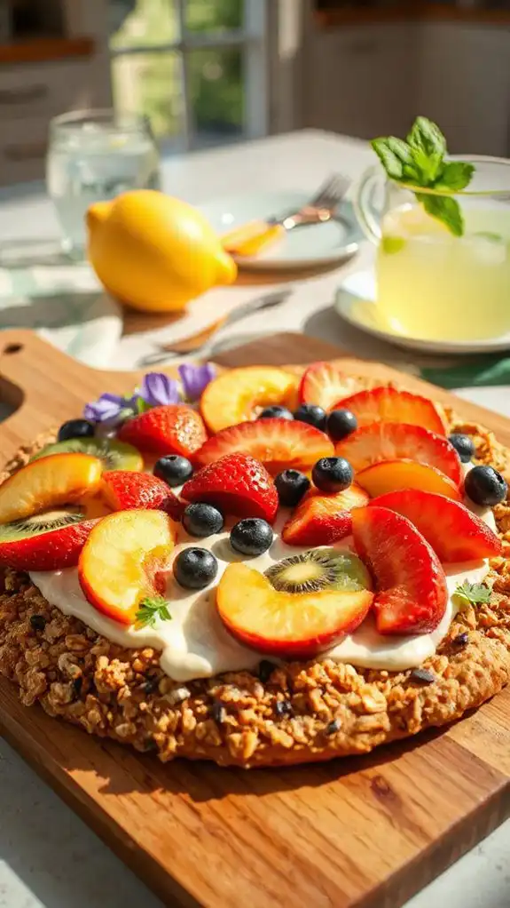nutty granola fruit pizza