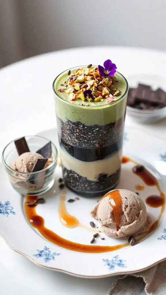 nutty matcha parfait layers