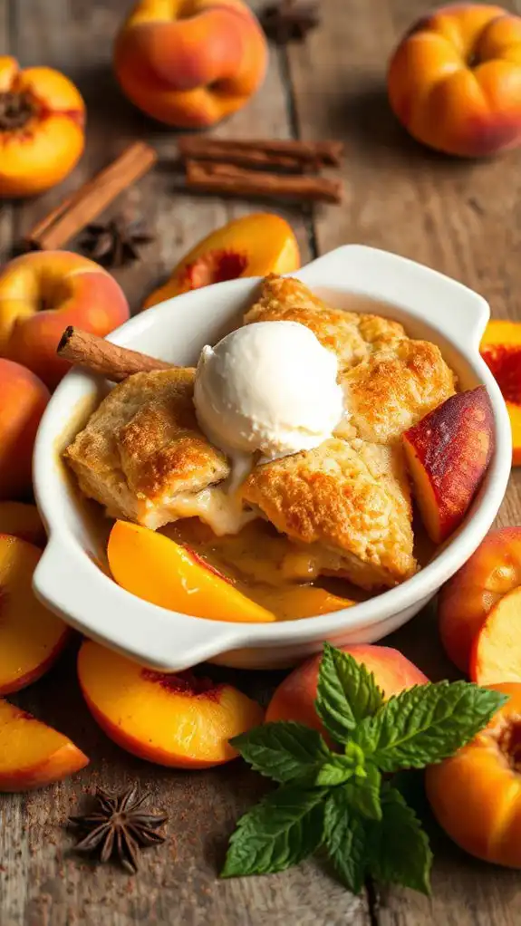 pair peach cobbler elegantly