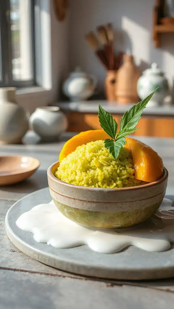 pandan rice with mango