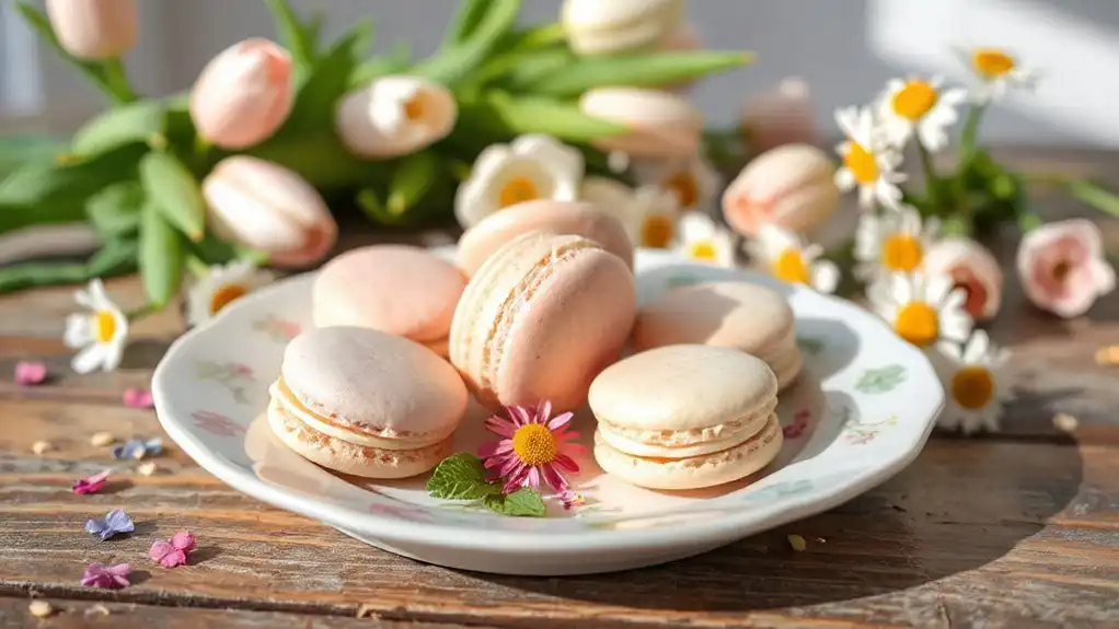 pastel colored easter macarons