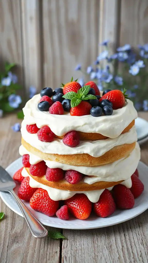 patriotic berry flag cake