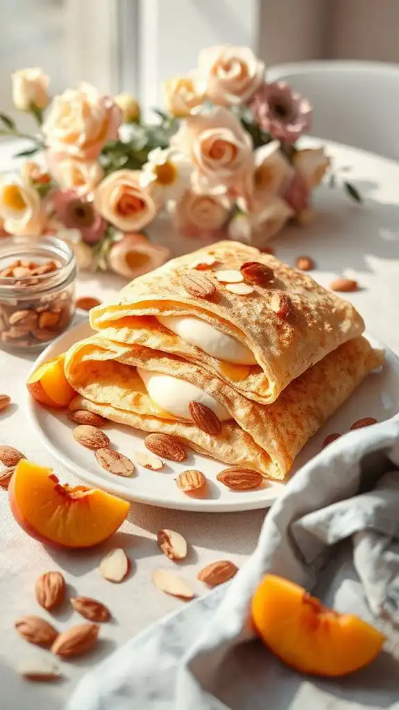 peach almond cream crepes recipe