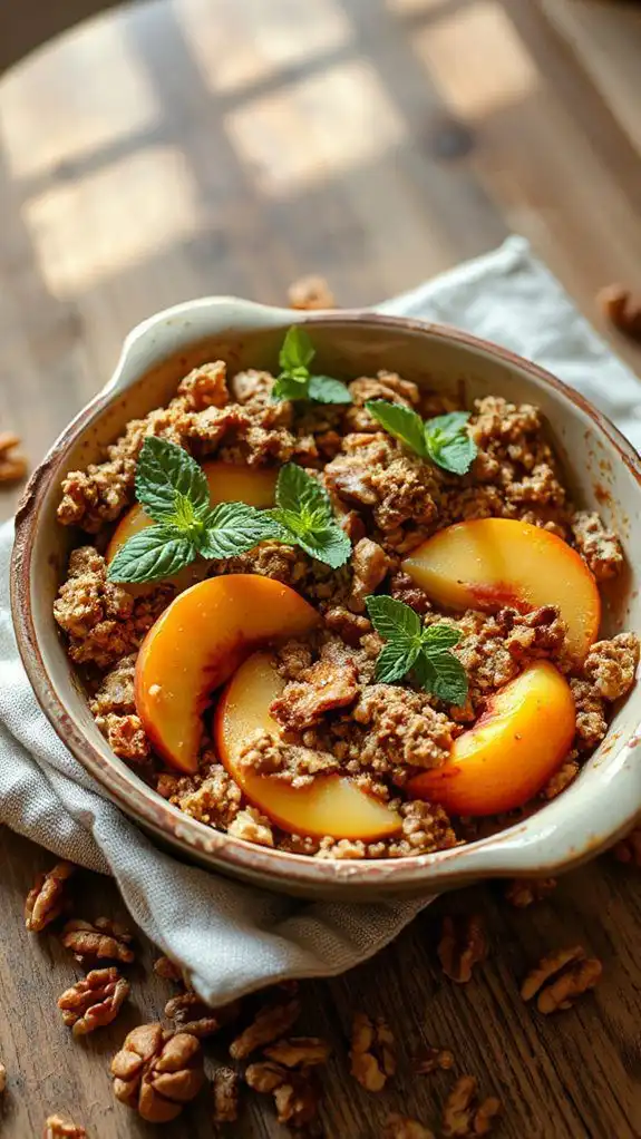 peach and walnut crumble