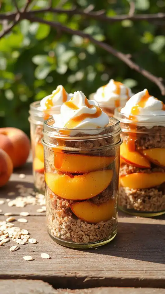 peach crisp in jars