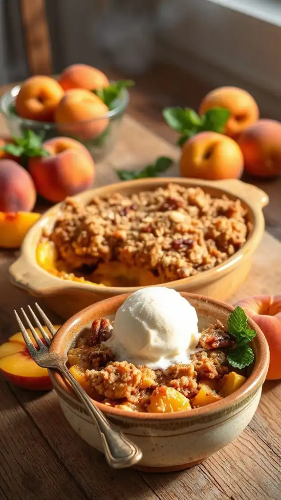 peach dessert with oat topping