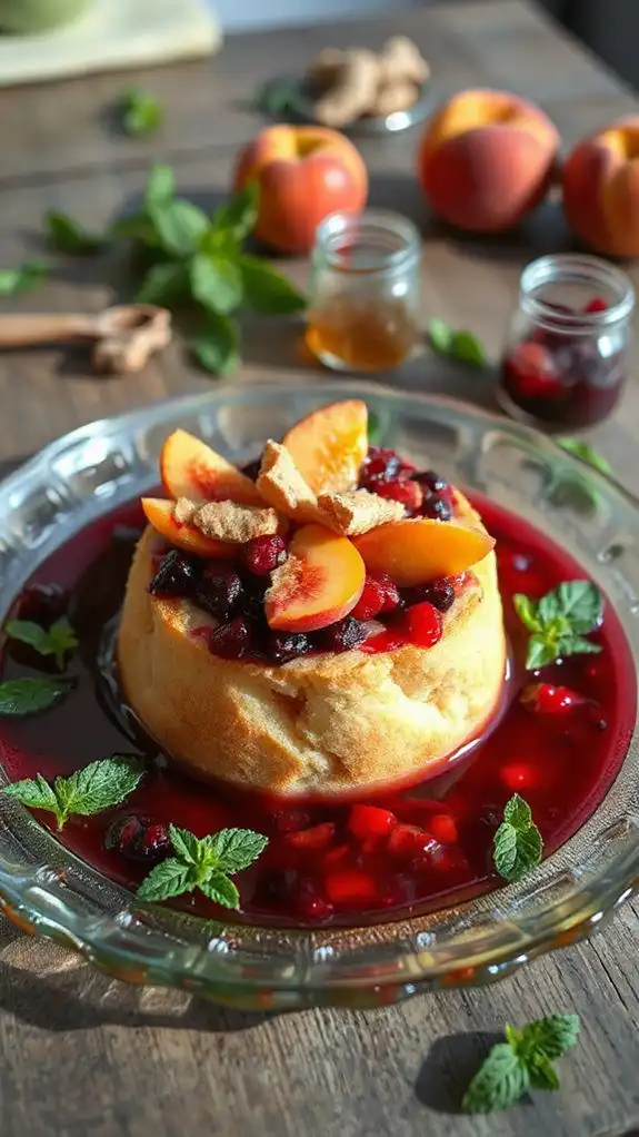 peach ginger bread pudding